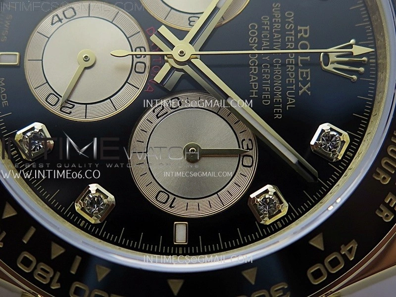 Daytona 126518 904L YG QF Best Edition Black Dial Gold Subdial Diamonds Markers on Oysterflex Strap SA4131