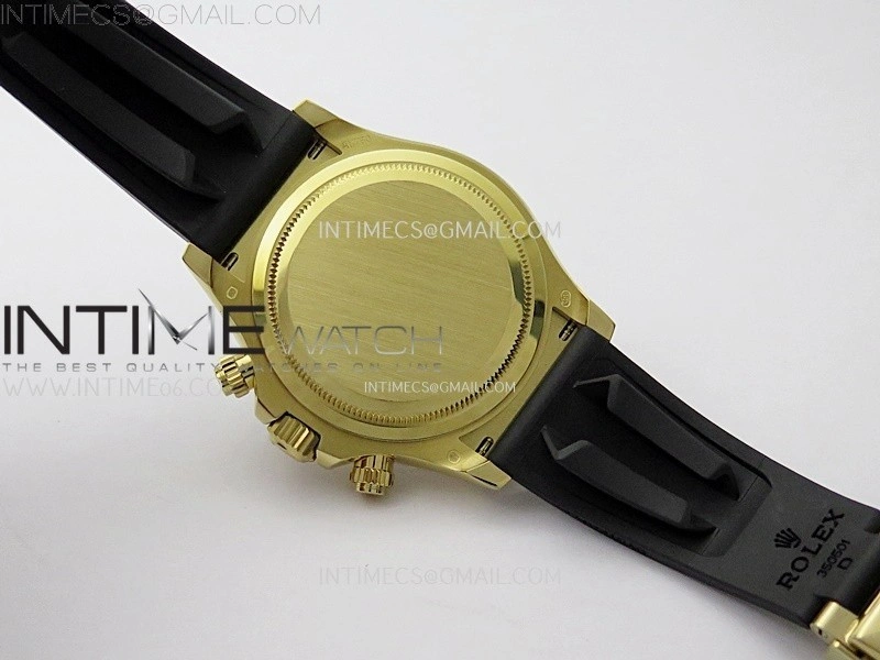 Daytona 126518 904L YG QF Best Edition Black Dial Gold Subdial Diamonds Markers on Oysterflex Strap SA4131