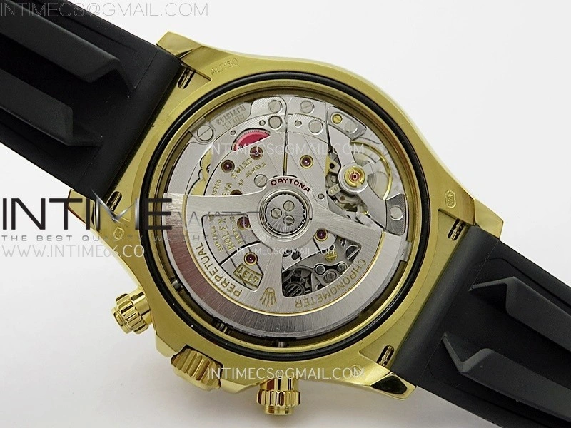 Daytona 126518 904L YG QF Best Edition Black Dial Gold Subdial Diamonds Markers on Oysterflex Strap SA4131