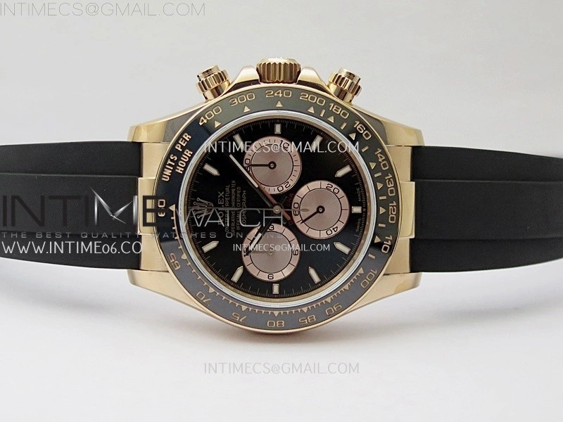 Daytona 126515 QF Gain Weight 1:1 Best Edition Black Dial RG Subdial Sticks Markers on Oysterflex Strap SH4131 V11
