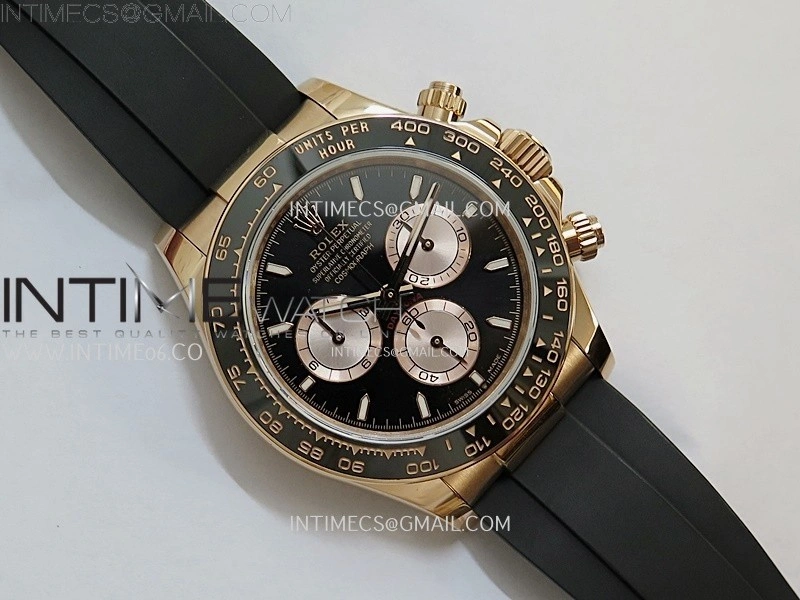 Daytona 126515 QF Gain Weight 1:1 Best Edition Black Dial RG Subdial Sticks Markers on Oysterflex Strap SH4131 V11