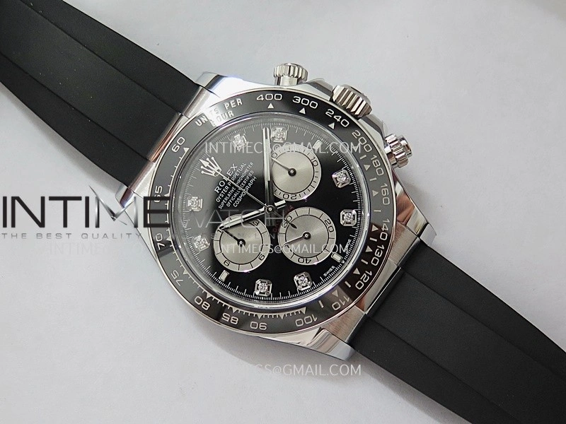 Daytona 126519 Gain Weight ARF 1:1 Best Edition Black Dial Silver Subdial Diamond Marker On Oysterflex Strap DD4131