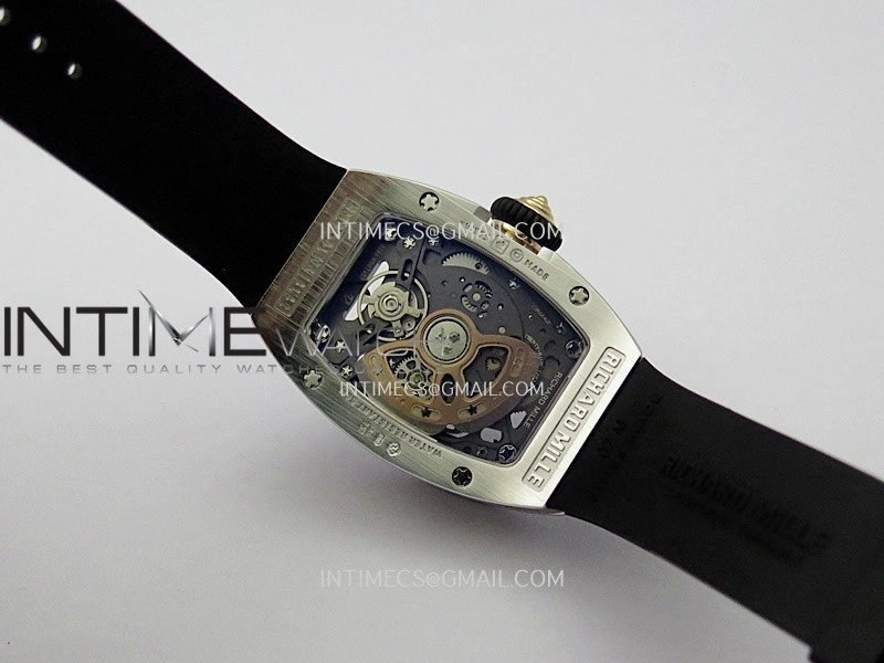 RM07 Full Paved Diamonds SS ZF Best Edition Black Diamond Skeleton Dial On Black Rubber Strap Asian CRMA2 Clone