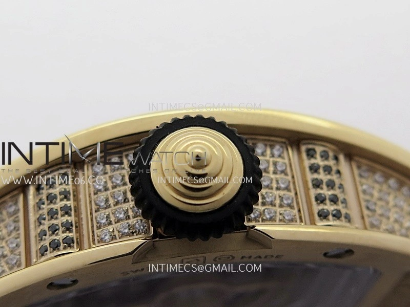RM07 Full Paved Diamond RG ZF Best Edition Black Diamond Skeleton Dial On Black Rubber Strap Asian CRMA2 Clone