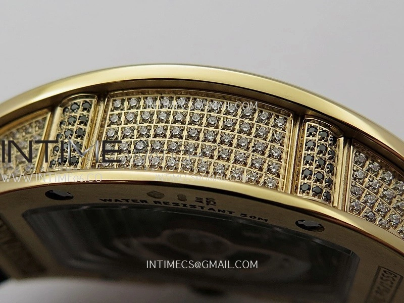 RM07 Full Paved Diamond RG ZF Best Edition Black Diamond Skeleton Dial On Black Rubber Strap Asian CRMA2 Clone