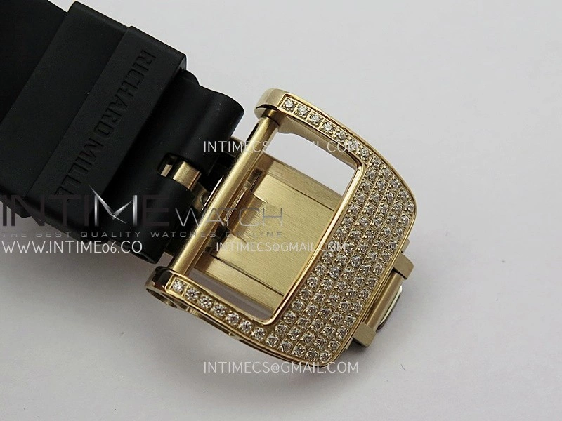 RM07 Full Paved Diamond RG ZF Best Edition Black Diamond Skeleton Dial On Black Rubber Strap Asian CRMA2 Clone