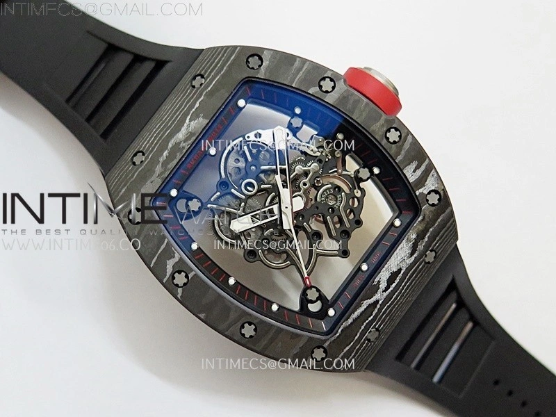 RM055 NTPT Ti APSF 1:1 Best Edition Black Inner Bezel Red Crown on Black Rubber Strap RMUL2 Super Clone
