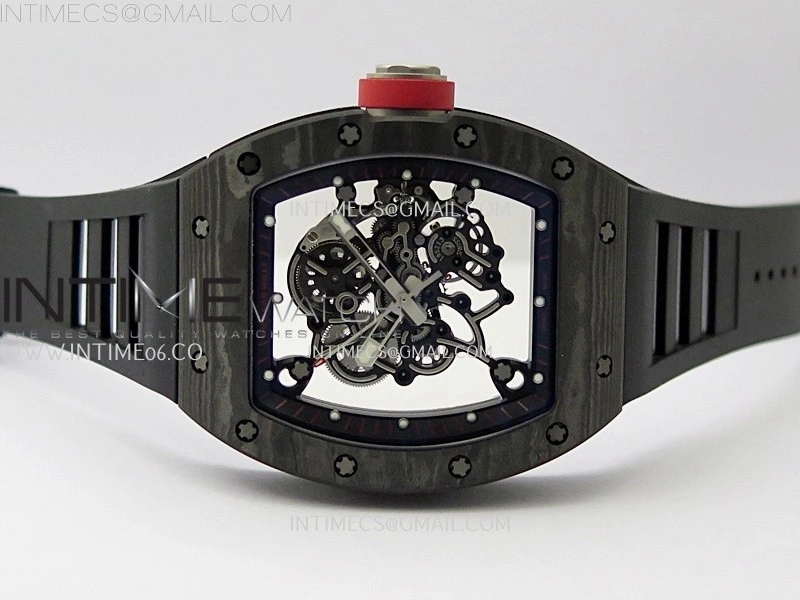 RM055 NTPT Ti APSF 1:1 Best Edition Black Inner Bezel Red Crown on Black Rubber Strap RMUL2 Super Clone