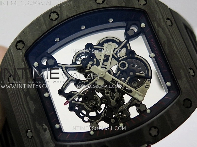 RM055 NTPT Ti APSF 1:1 Best Edition Black Inner Bezel Red Crown on Black Rubber Strap RMUL2 Super Clone
