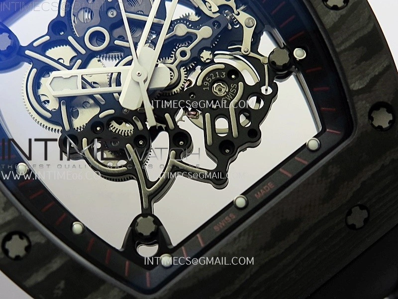 RM055 NTPT Ti APSF 1:1 Best Edition Black Inner Bezel Red Crown on Black Rubber Strap RMUL2 Super Clone