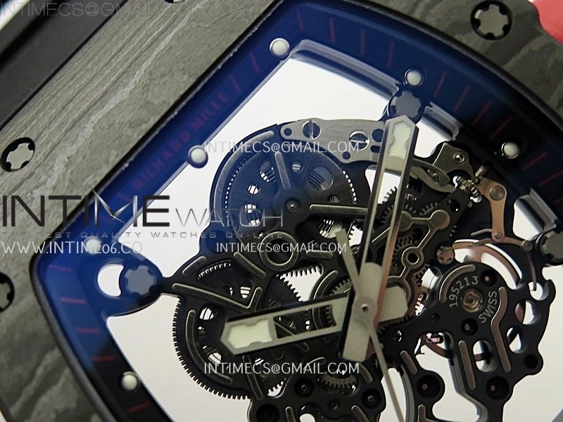 RM055 NTPT Ti APSF 1:1 Best Edition Black Inner Bezel Red Crown on Black Rubber Strap RMUL2 Super Clone