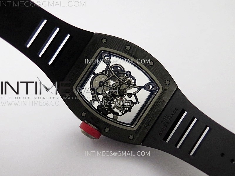 RM055 NTPT Ti APSF 1:1 Best Edition Black Inner Bezel Red Crown on Black Rubber Strap RMUL2 Super Clone