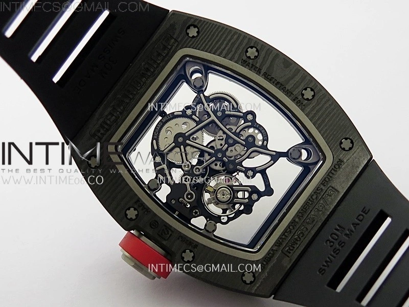 RM055 NTPT Ti APSF 1:1 Best Edition Black Inner Bezel Red Crown on Black Rubber Strap RMUL2 Super Clone
