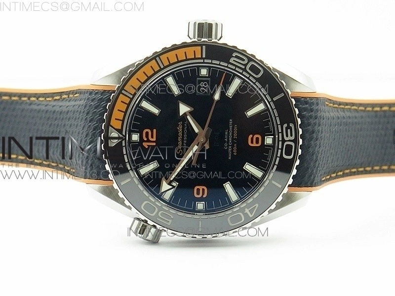 Planet Ocean 43.5mm SS VSF 1:1 Best Edition Black Orange Bezel Black Dial on Black Nylon Strap A8900 Super Clone