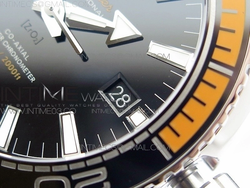 Planet Ocean 43.5mm SS VSF 1:1 Best Edition Black Orange Bezel Black Dial on Black Nylon Strap A8900 Super Clone