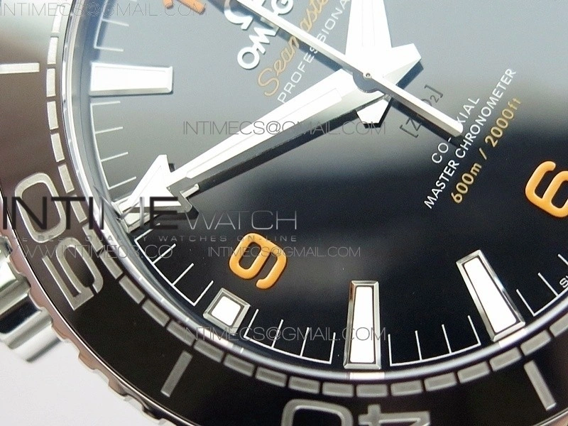 Planet Ocean 43.5mm SS VSF 1:1 Best Edition Black Orange Bezel Black Dial on Black Nylon Strap A8900 Super Clone