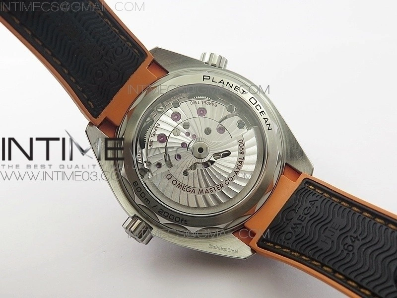 Planet Ocean 43.5mm SS VSF 1:1 Best Edition Black Orange Bezel Black Dial on Black Nylon Strap A8900 Super Clone