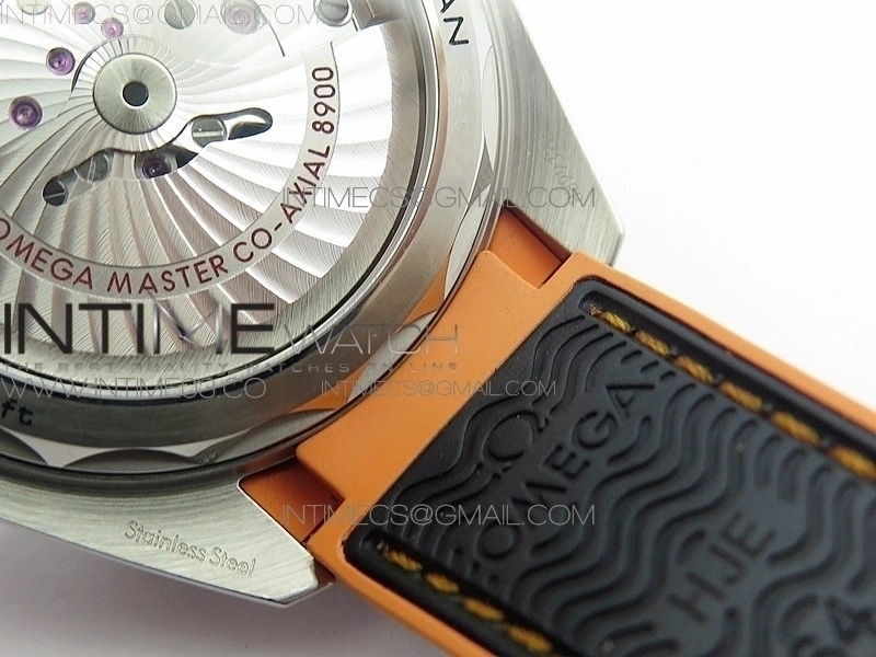 Planet Ocean 43.5mm SS VSF 1:1 Best Edition Black Orange Bezel Black Dial on Black Nylon Strap A8900 Super Clone