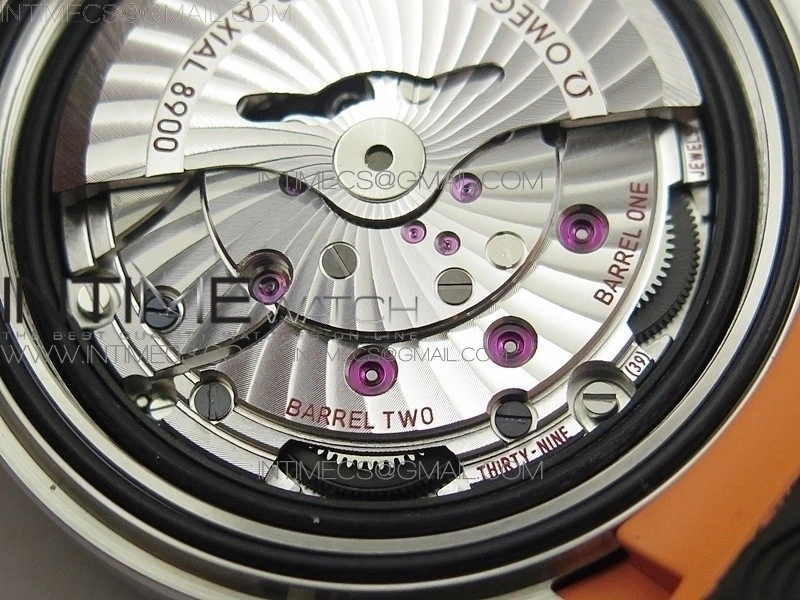 Planet Ocean 43.5mm SS VSF 1:1 Best Edition Black Orange Bezel Black Dial on Black Nylon Strap A8900 Super Clone