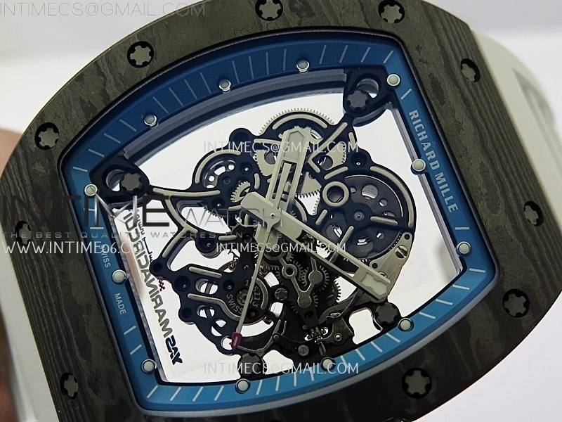 RM055 NTPT APSF 1:1 Best Edition Blue Inner Bezel Blue Crown On White Rubber Strap RMUL2 Super Clone