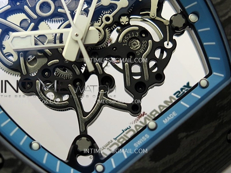 RM055 NTPT APSF 1:1 Best Edition Blue Inner Bezel Blue Crown On White Rubber Strap RMUL2 Super Clone