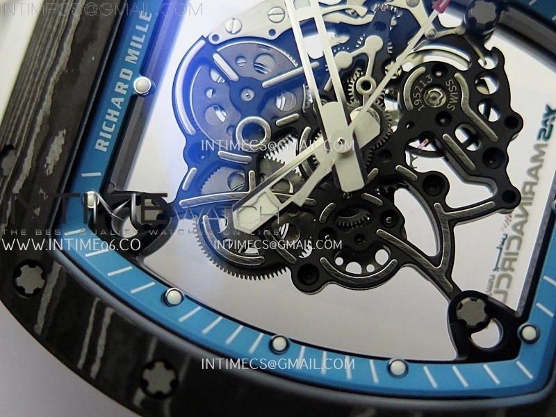 RM055 NTPT APSF 1:1 Best Edition Blue Inner Bezel Blue Crown On White Rubber Strap RMUL2 Super Clone