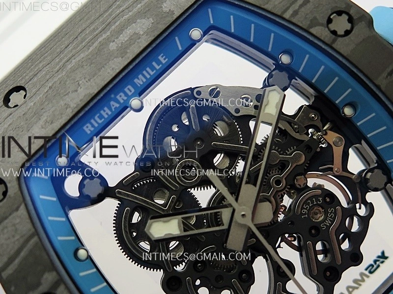 RM055 NTPT APSF 1:1 Best Edition Blue Inner Bezel Blue Crown On White Rubber Strap RMUL2 Super Clone