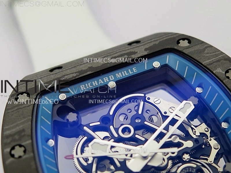 RM055 NTPT APSF 1:1 Best Edition Blue Inner Bezel Blue Crown On White Rubber Strap RMUL2 Super Clone