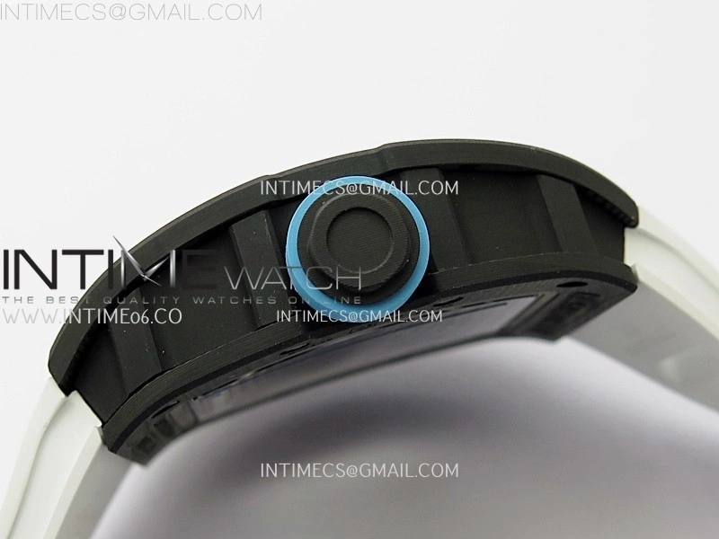 RM055 NTPT APSF 1:1 Best Edition Blue Inner Bezel Blue Crown On White Rubber Strap RMUL2 Super Clone