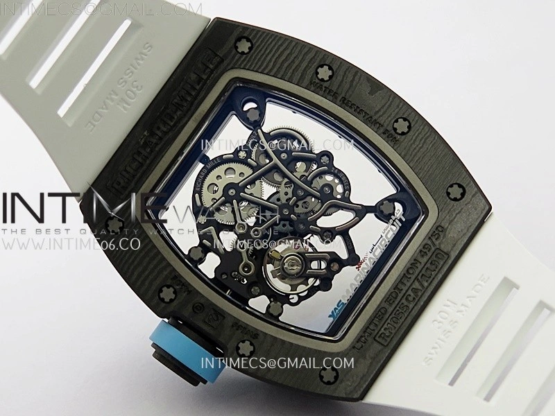 RM055 NTPT APSF 1:1 Best Edition Blue Inner Bezel Blue Crown On White Rubber Strap RMUL2 Super Clone