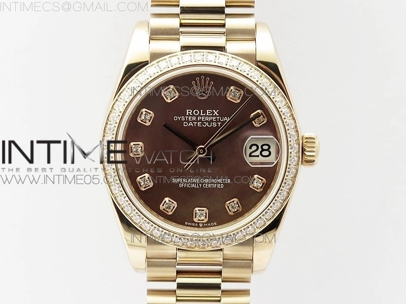 Datejust 31mm 278275 RG BP Best Edition Dia Bezel Brown Roman Crystal Markers Dial on RG President Bracelet