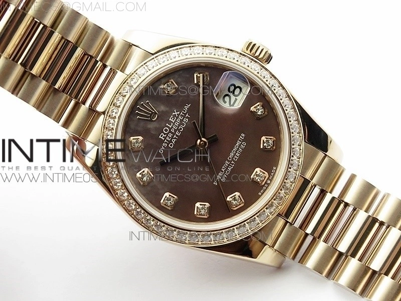 Datejust 31mm 278275 RG BP Best Edition Dia Bezel Brown Roman Crystal Markers Dial on RG President Bracelet