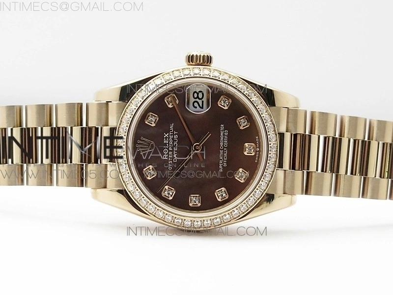 Datejust 31mm 278275 RG BP Best Edition Dia Bezel Brown Roman Crystal Markers Dial on RG President Bracelet