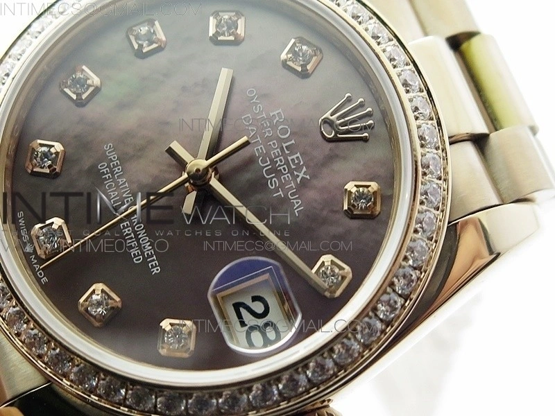 Datejust 31mm 278275 RG BP Best Edition Dia Bezel Brown Roman Crystal Markers Dial on RG President Bracelet