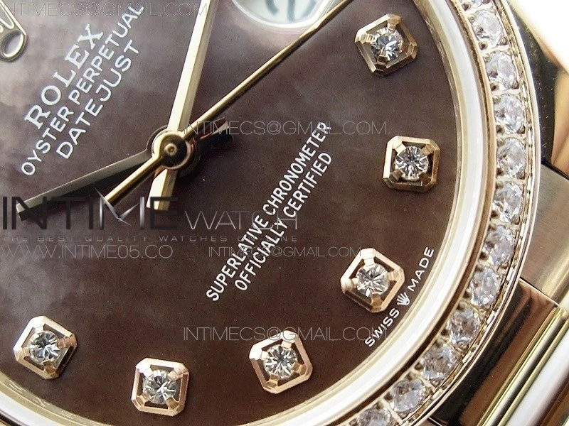 Datejust 31mm 278275 RG BP Best Edition Dia Bezel Brown Roman Crystal Markers Dial on RG President Bracelet
