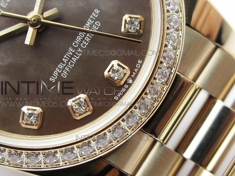 Datejust 31mm 278275 RG BP Best Edition Dia Bezel Brown Roman Crystal Markers Dial on RG President Bracelet