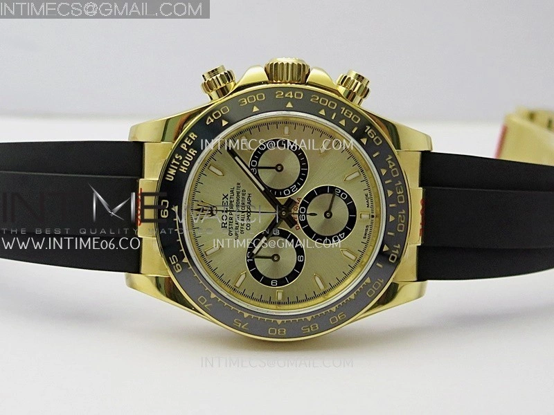 Daytona 126518 904L YG GMF 1:1 Best Edition Gold Dial Gold Black Subdial Stick Marker on Oysterflex Strap SH4131