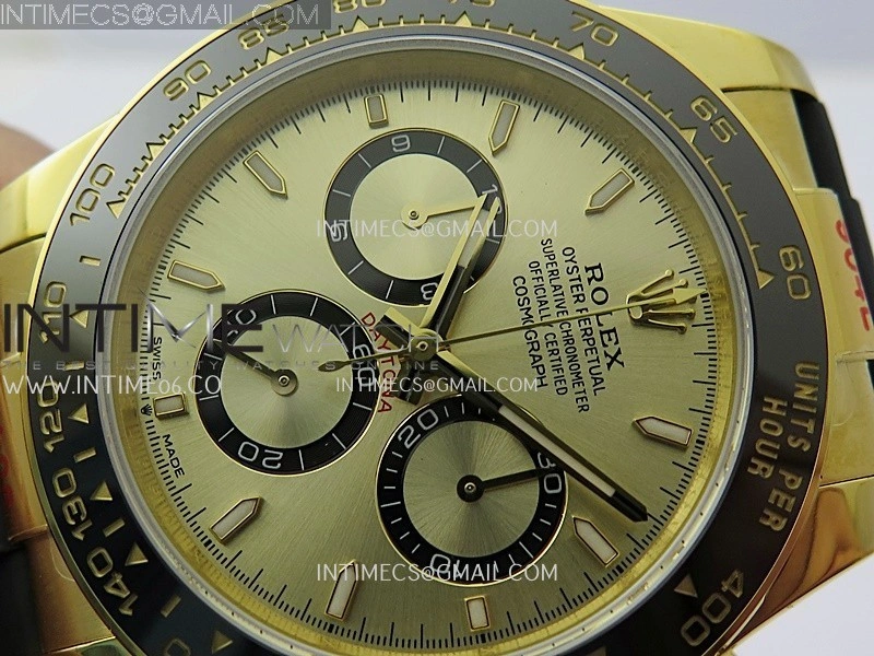 Daytona 126518 904L YG GMF 1:1 Best Edition Gold Dial Gold Black Subdial Stick Marker on Oysterflex Strap SH4131