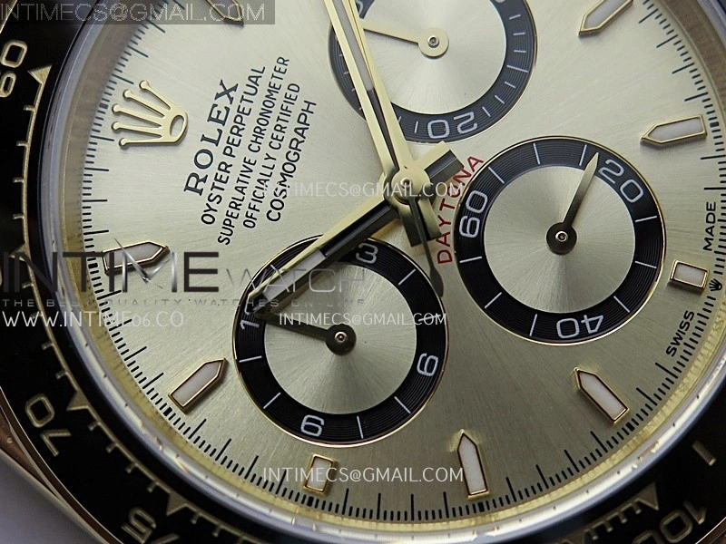 Daytona 126518 904L YG GMF 1:1 Best Edition Gold Dial Gold Black Subdial Stick Marker on Oysterflex Strap SH4131