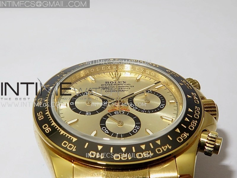 Daytona 126518 904L YG GMF 1:1 Best Edition Gold Dial Gold Black Subdial Stick Marker on Oysterflex Strap SH4131