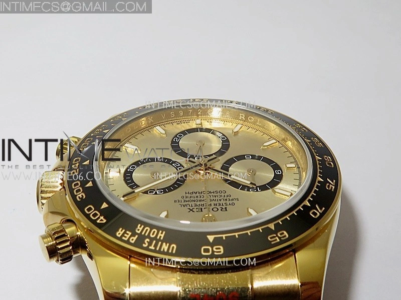 Daytona 126518 904L YG GMF 1:1 Best Edition Gold Dial Gold Black Subdial Stick Marker on Oysterflex Strap SH4131