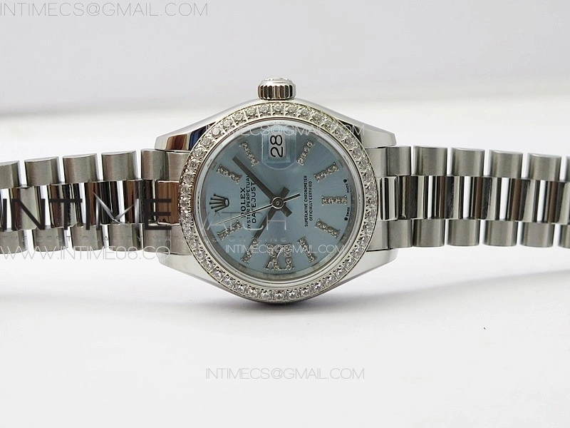 Datejust 28mm 279179 SS Crystals APSF Best Edition Ice Blue Dial Sticks Crystals Markers on SS President Bracelet NH05