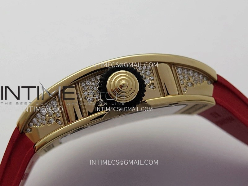 RM07 Paved Snowflake Cut Diamonds RG ZF Best Edition Red MOP Diamond Skeleton Dial On Red Rubber Strap Asian CRMA2 Clone