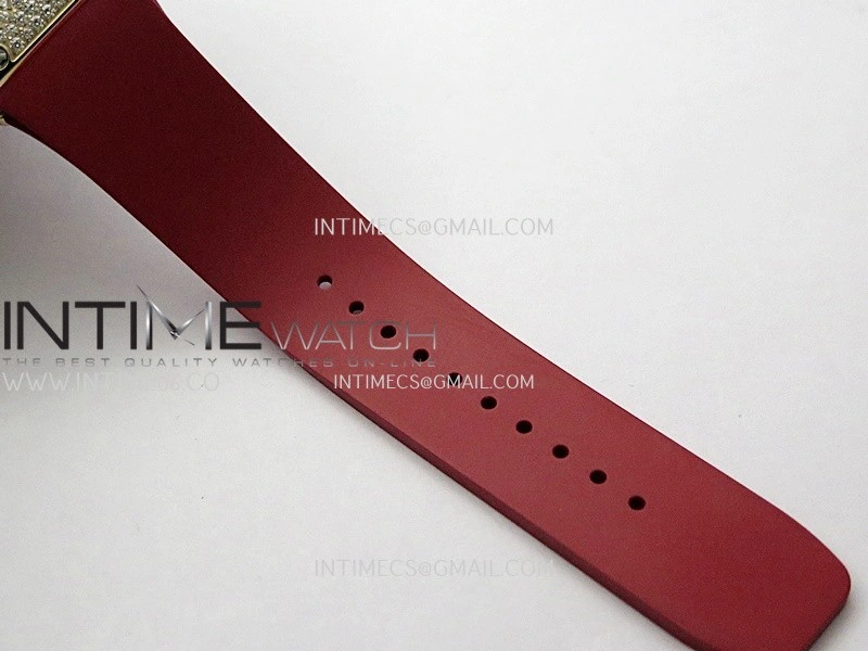 RM07 Paved Snowflake Cut Diamonds RG ZF Best Edition Red MOP Diamond Skeleton Dial On Red Rubber Strap Asian CRMA2 Clone