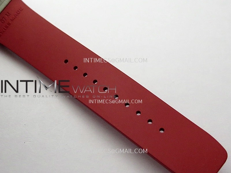RM07 Paved Snowflake Cut Diamonds SS ZF Best Edition Red MOP Diamond Skeleton Dial On Red Rubber Strap Asian CRMA2 Clone