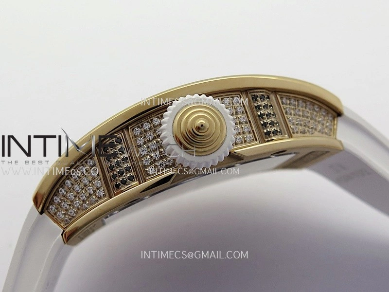 RM07 Full Paved Diamond RG ZF Best Edition White Diamond Skeleton Dial On White Rubber Strap Asian CRMA2 Clone