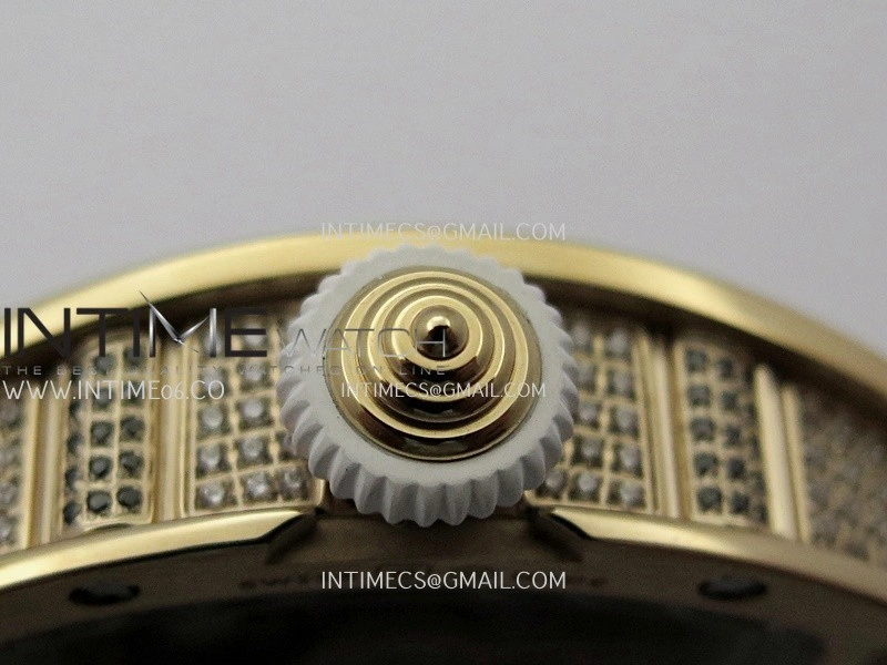 RM07 Full Paved Diamond RG ZF Best Edition White Diamond Skeleton Dial On White Rubber Strap Asian CRMA2 Clone