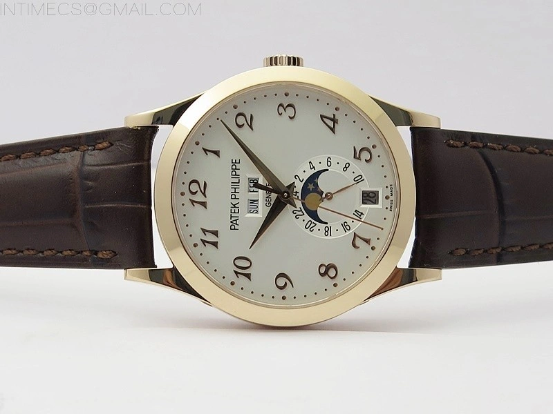 Annual Calendar Complications 5396 RG GRF Best Edition White dial Numbers Markers Blue Markers on Brown leather strap A324