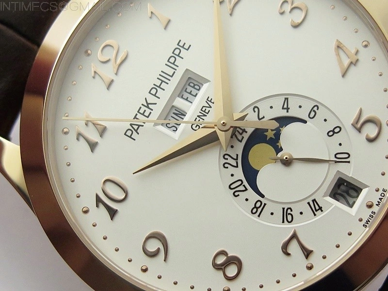 Annual Calendar Complications 5396 RG GRF Best Edition White dial Numbers Markers Blue Markers on Brown leather strap A324