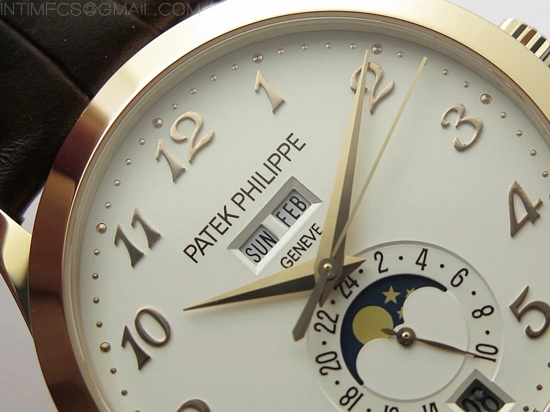 Annual Calendar Complications 5396 RG GRF Best Edition White dial Numbers Markers Blue Markers on Brown leather strap A324